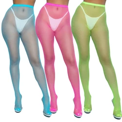 Hot Sale Sexy Tights Club wear Rose Pink Sky Blue Green Small Fishnet Pantyhose for Women's Thigh High Stockings Erotic Lingerie