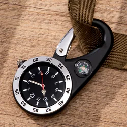 Vintage Portable Pocket Watch Carabiner Clip Sports Hiking Medical Nurse Fob Watch with Mountaineering Compass for Backpack