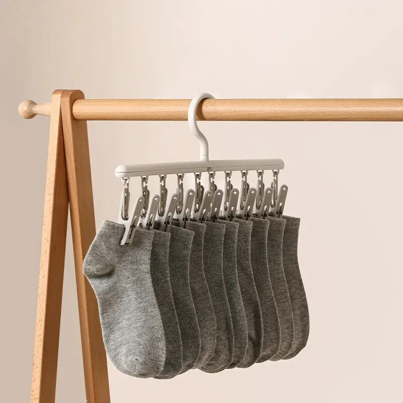 Socks Drying Rack with 10 Clips, Multi-Function Dormitory Student Home Balcony Drying Clips, Underwear Drying Clips