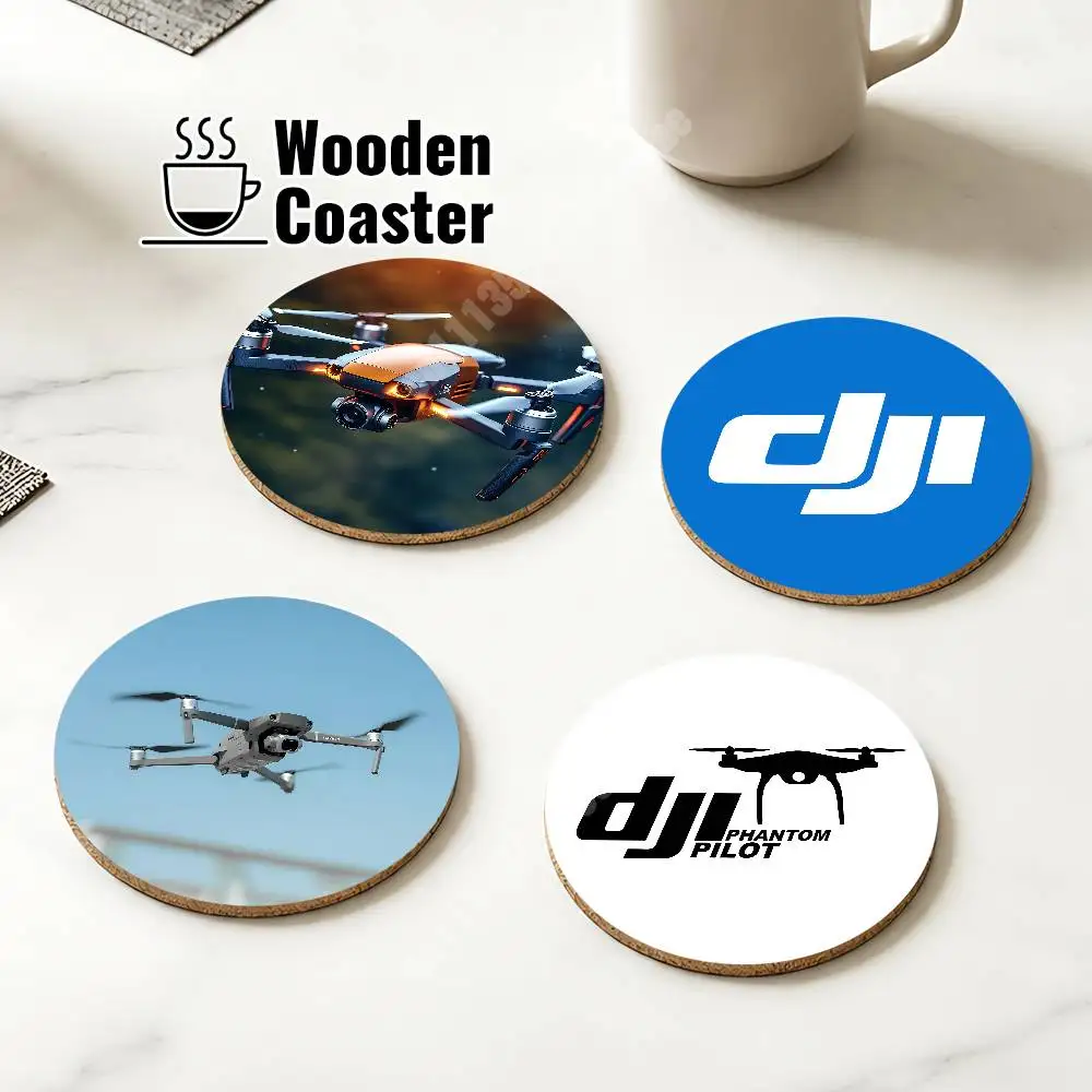 D-Dji Drone Pilot Geek Wooden Cup Mat Americano Beer Milk Water Coaster for Baking Studio