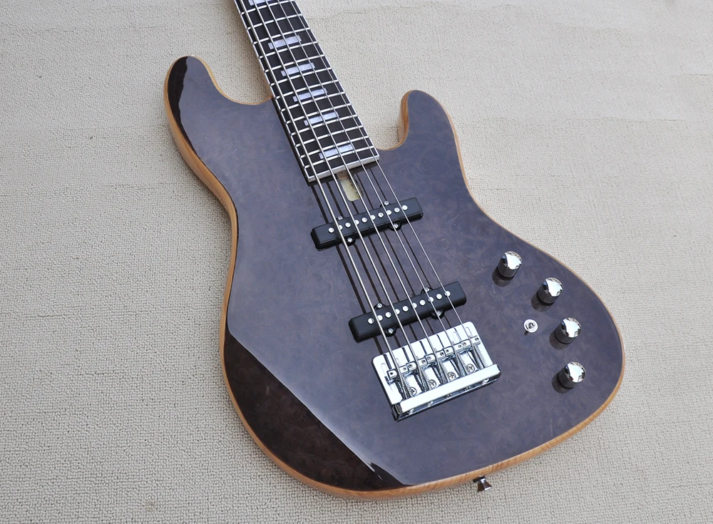 5 Strings Ash Electric Bass Guitar with Active Circuit,Rosewood Fretboard,24 Frets,Can be Customized