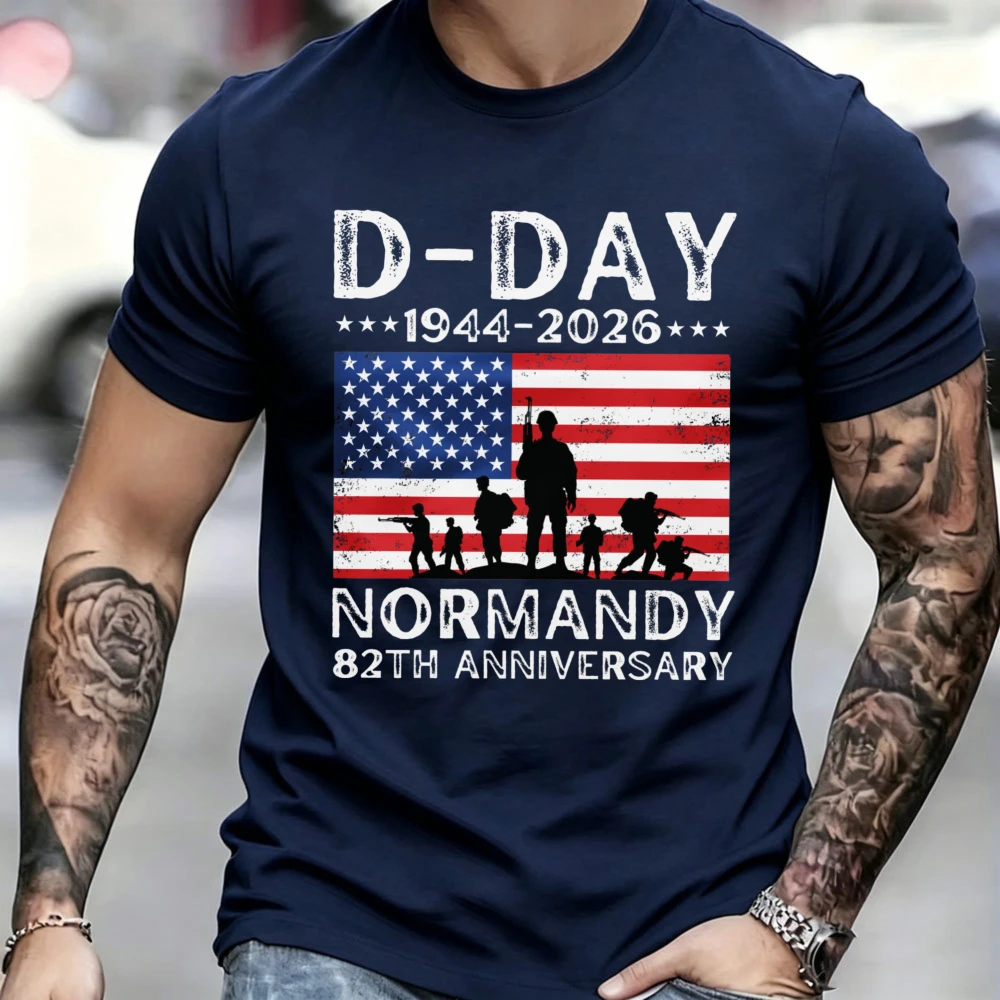 D-Day Shirt 82th Anniversary Normandy 1944-2026 T-Shirt D Day 06 Jun 1944 WW2 Normandy Landings High Quality Cotton Casual Tees view 4
