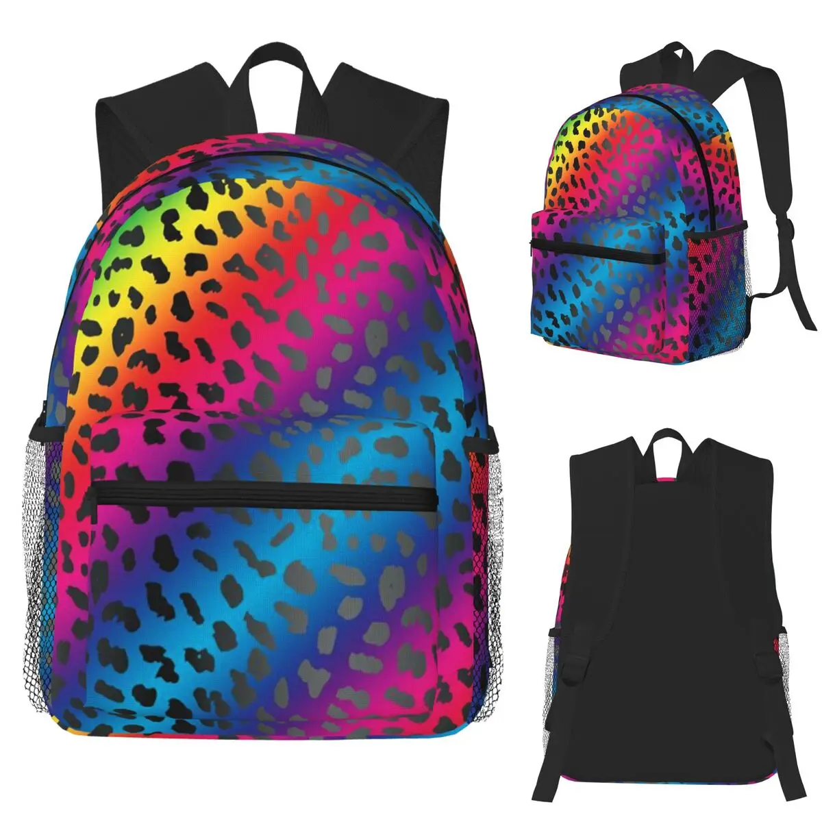 

Цветной Радужный Леопардовый Принт Кожа Животного Гепард Студенческий Рюкзак Школьная Сумка Походный Рюкзак Мужчины Женщины Книжная Сумка Сумки На Ремне