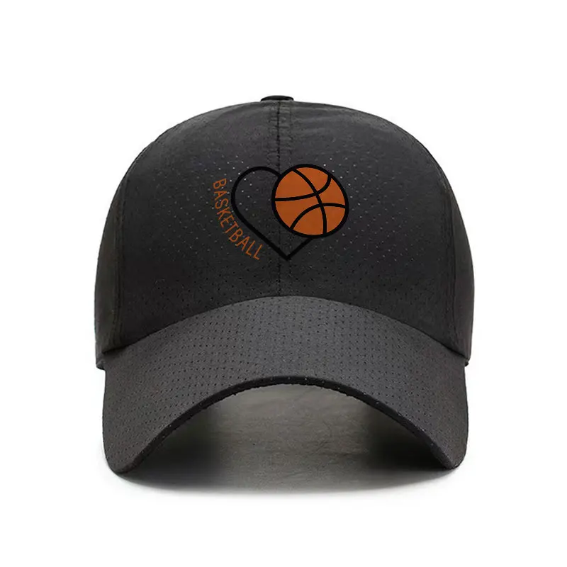 Basketball Heart Quick Dry Baseball Cap Breathable Outdoor Sun Hat for Men and Women