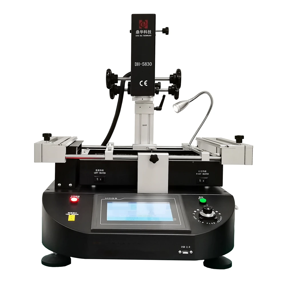 2026DH-5830 Hot Air BGA Chips Rework Station Touch Screen 3 Independent Heater Temperature Zones SMD PCB Soldering Repairing