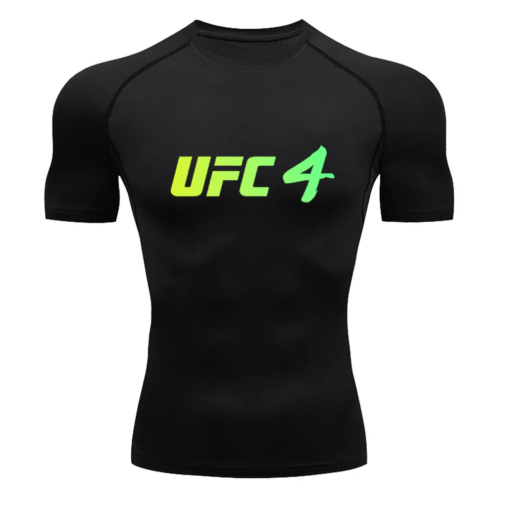 

Солнцезащитный быстросохнущий топ с короткими рукавами UFC, мужская облегающая футболка, летняя повседневная спортивная боевая мода, топ для фитнеса
