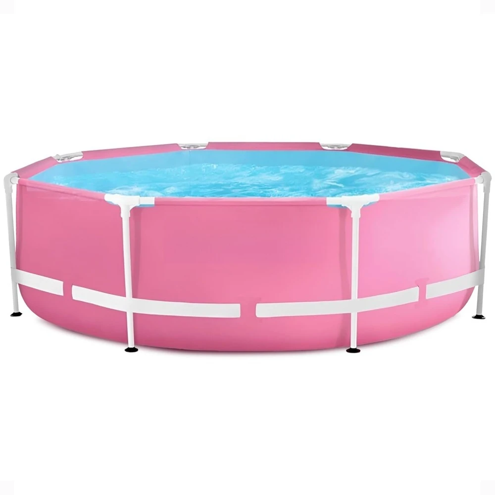 

8 Feet by 30 Inches Easy to Assemble Large Round Metal Frame Above Ground Swimming Pool with Dual Suction, Customized