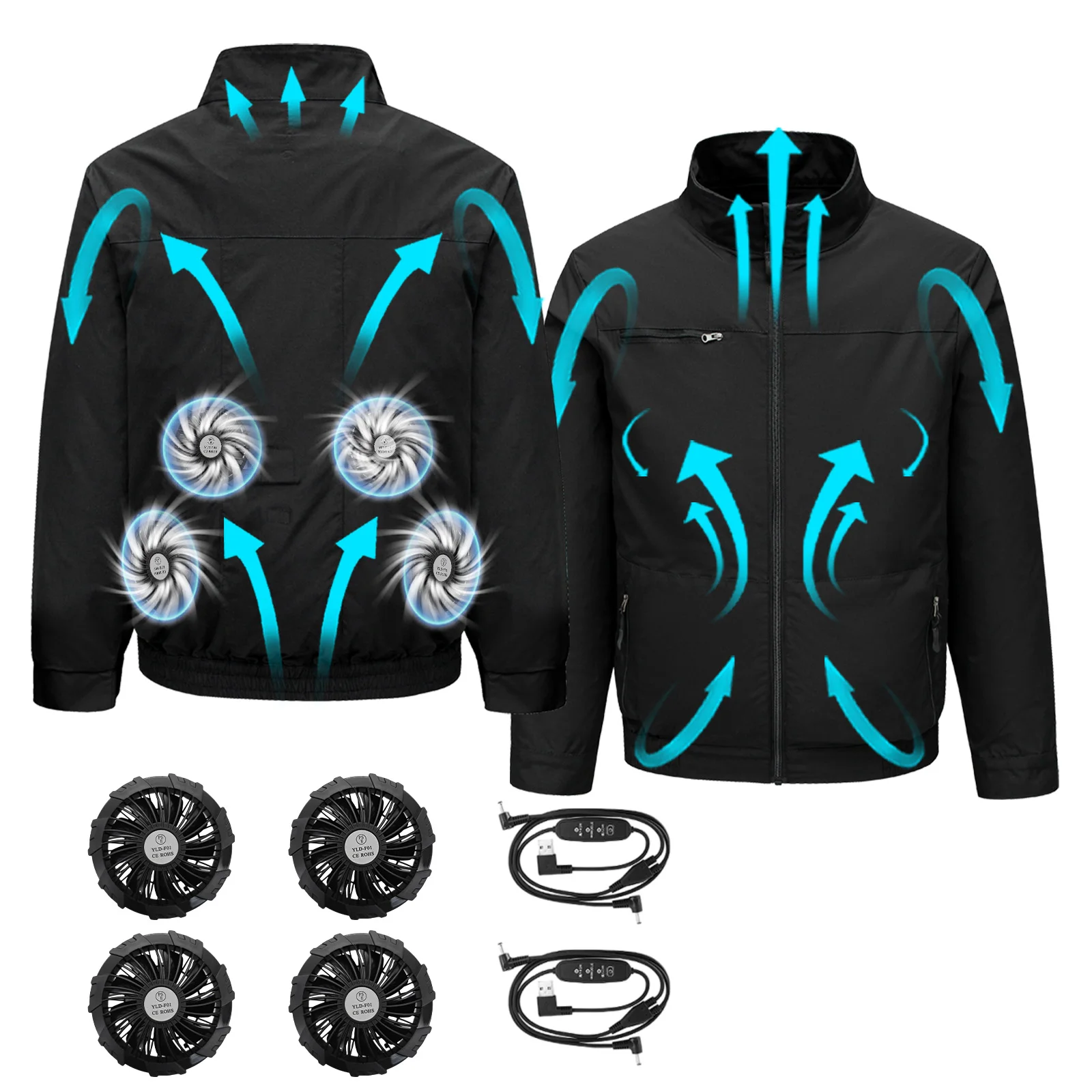 

Smart Air Conditioned Jacket with Four Hole Fan Clothing Men's Outdoor Fishing Sun Protection Uniform Labor Protection Workwear