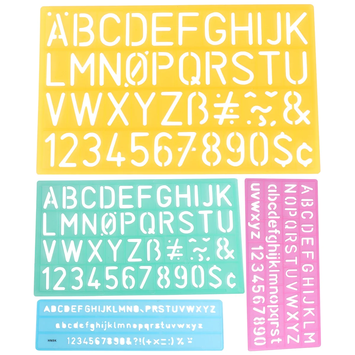 4PCS Alphabet Stencils Set Letter Number Templates Plastic Hollow Drawing Ruler Reusable DIY Painting Craft Tools for Supplies