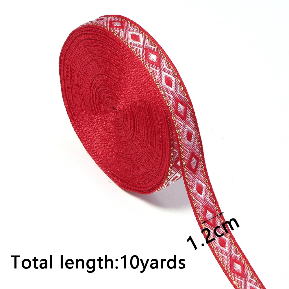 5 Yards 1,2 cm Buntes Ethnisches Besticktes Jacquard-Band für Kleidung, Taschenverzierung, Dekoration, Geschenkverpackung, DIY-Kopfbedeckungszubehör – Detail 1