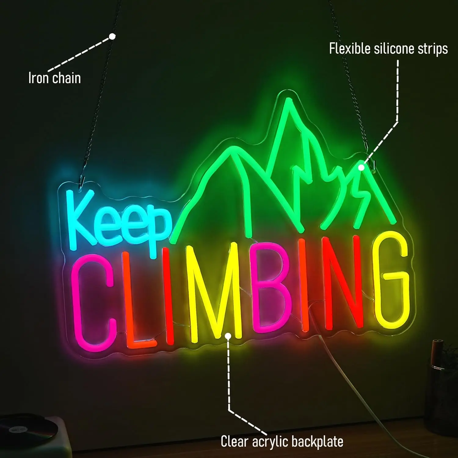 Keep Climbing Neon Sign USB Led Light for Club Game Room Tiki Bar Garden Kids Room Bedroom Decoration neon personnalisé Gift - view 4
