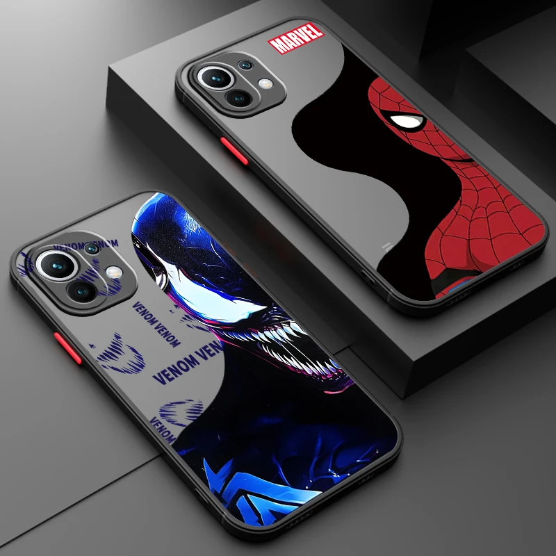 

Marvel SpiderMan Venom Frosted Translucent For Xiaomi Mi 13 12 12T 11T 11 11i 10T 10 9T Pro Lite Ultra 5G Cover Phone Case