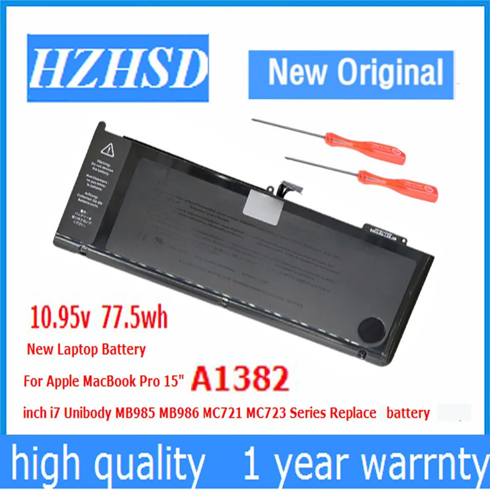 10.95v 77.5Wh New Original A1382 Laptop Battery for APPLE MacBook Pro 15 A1286 2011 2012 SeriesMC723 MC721