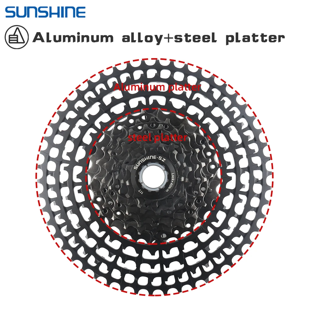 SUNSHINE Ultralight Mountain Bike Bicycle Cassette 10 11 12 Speed MTB K7 46T 50T 52T 11/12Speed HG Compatible for SHIMANO