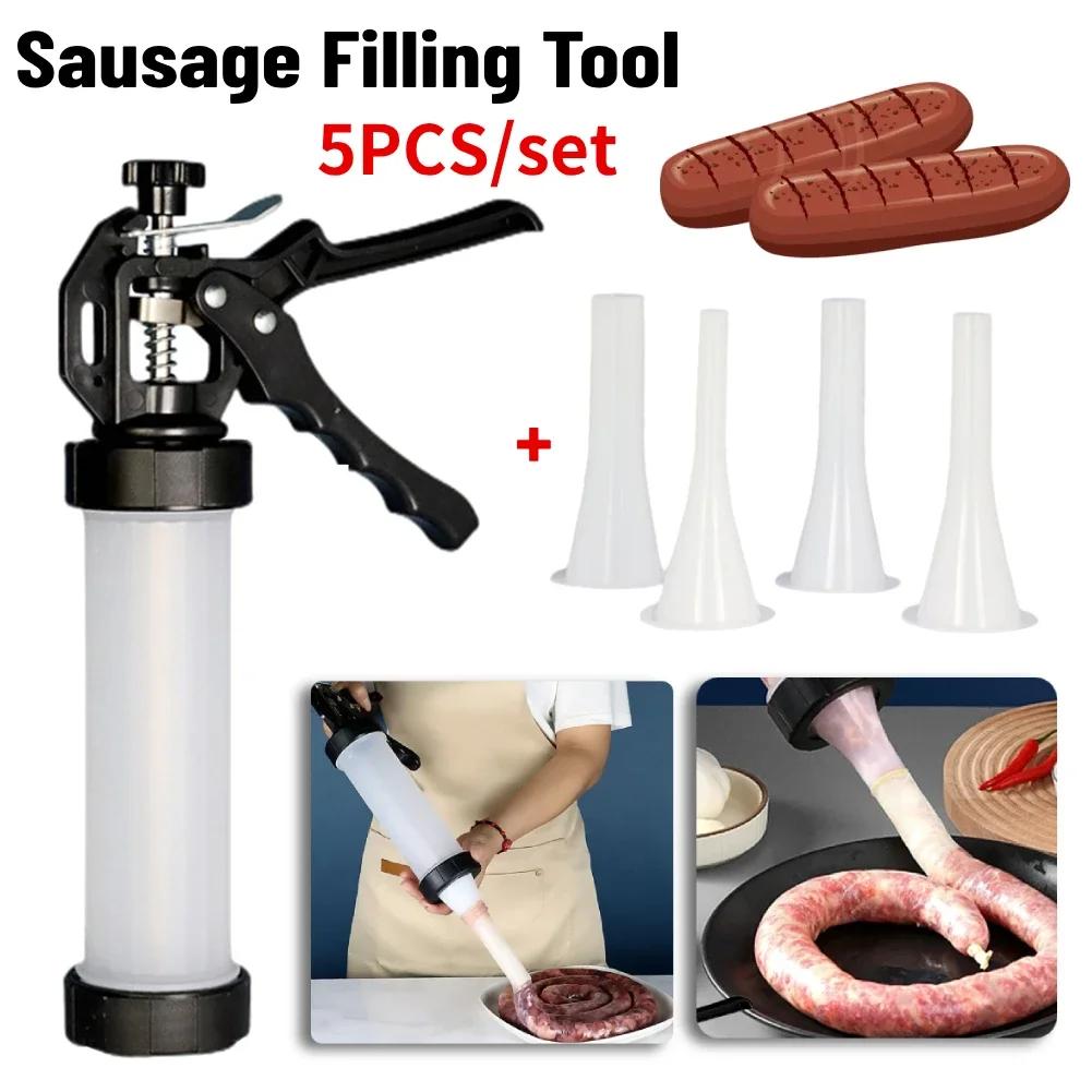 500/1500g Manual Sausage Making Tool Stuffing Machine Homemade Sausage Stuffer Syringe Manual Meat Injector Tool Kitchen Gadgets