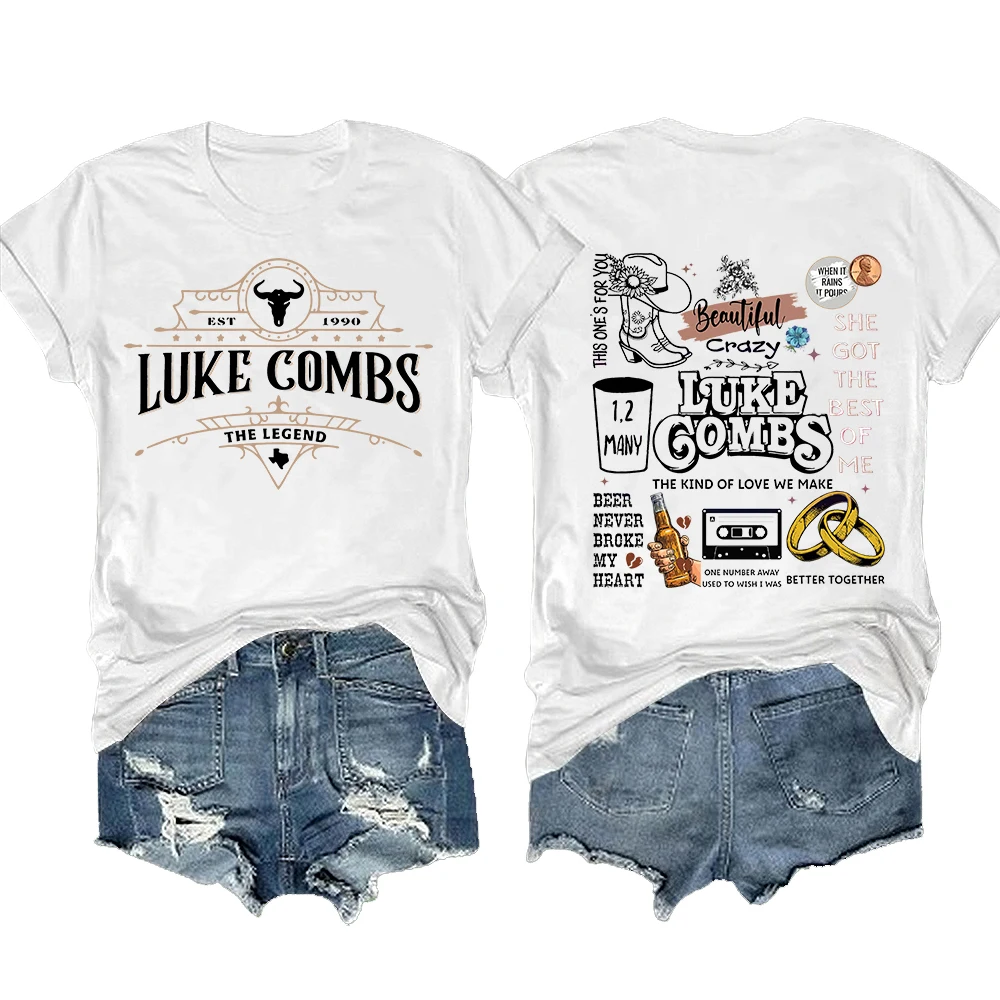 

Luke Combs Country Music Short Sleeve T-shirt Men/Women Fans Gift Tee Casual Shirts