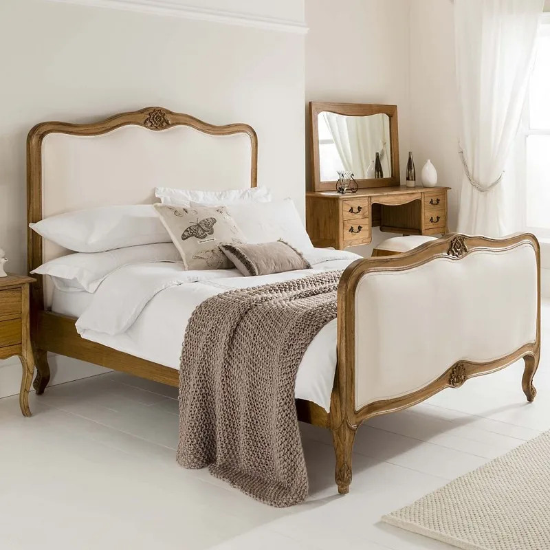 

Solid wood double bed master bedroom high-end villa single French high-end soft backrest children's marriage