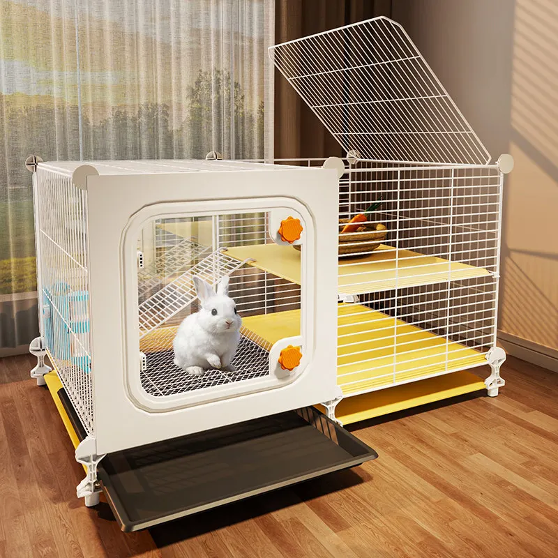 

Double Layer Rabbit Cage Large Easy Clean Luxury Bunny Villa with Platform