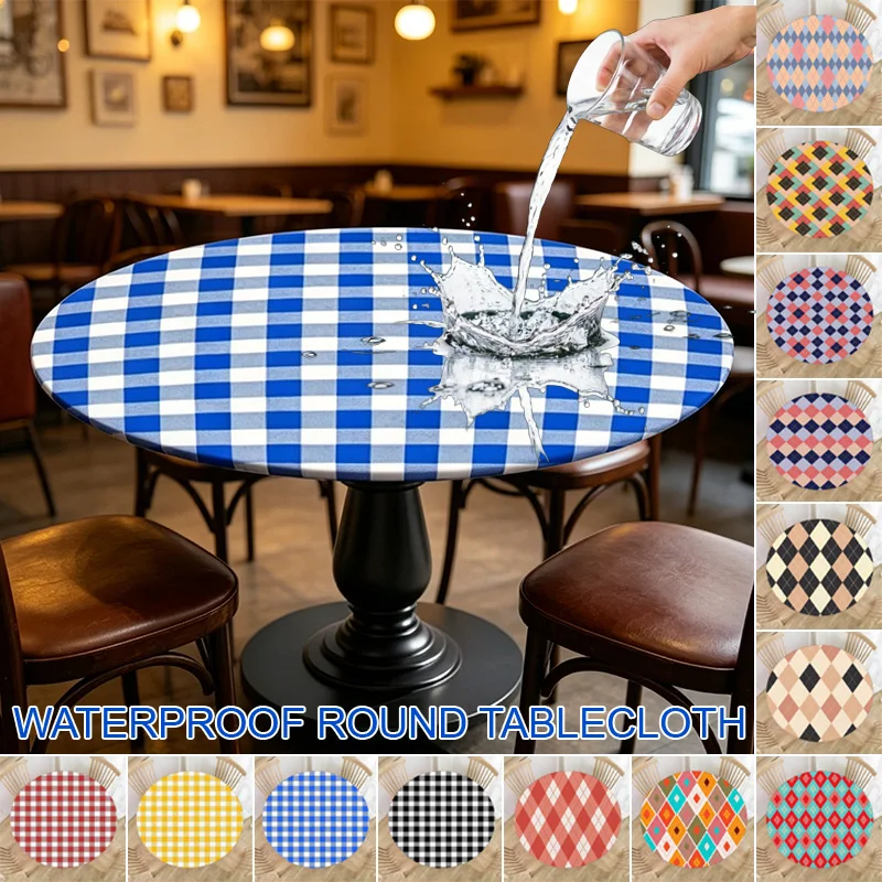 2/3/4FT Waterproof Digital Printing Bohemian Round Tablecloth Durable Washable Round Table Cover Indoor Household Table Decor