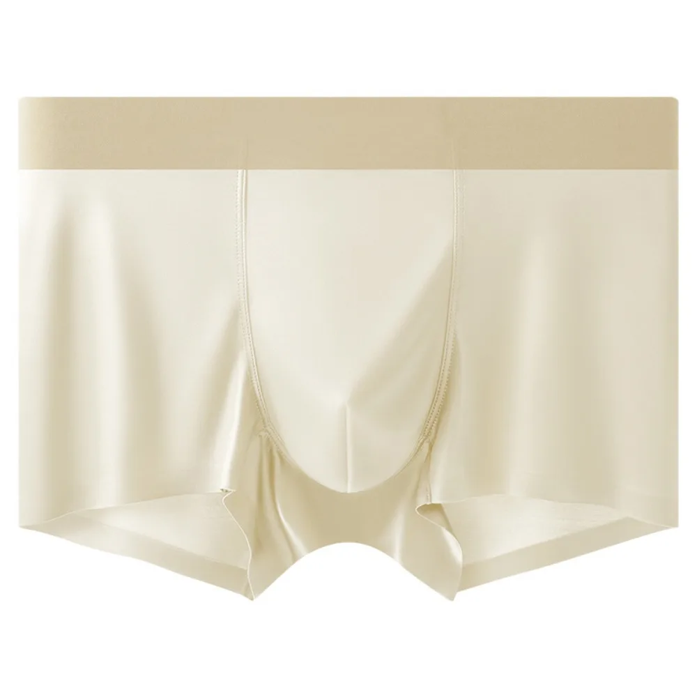 

Breathable Thin Satin Silk Boxer Briefs Seamless Mid Waist Ice Silk Boxers Underpants Lingerie Underwear for Men Gifts
