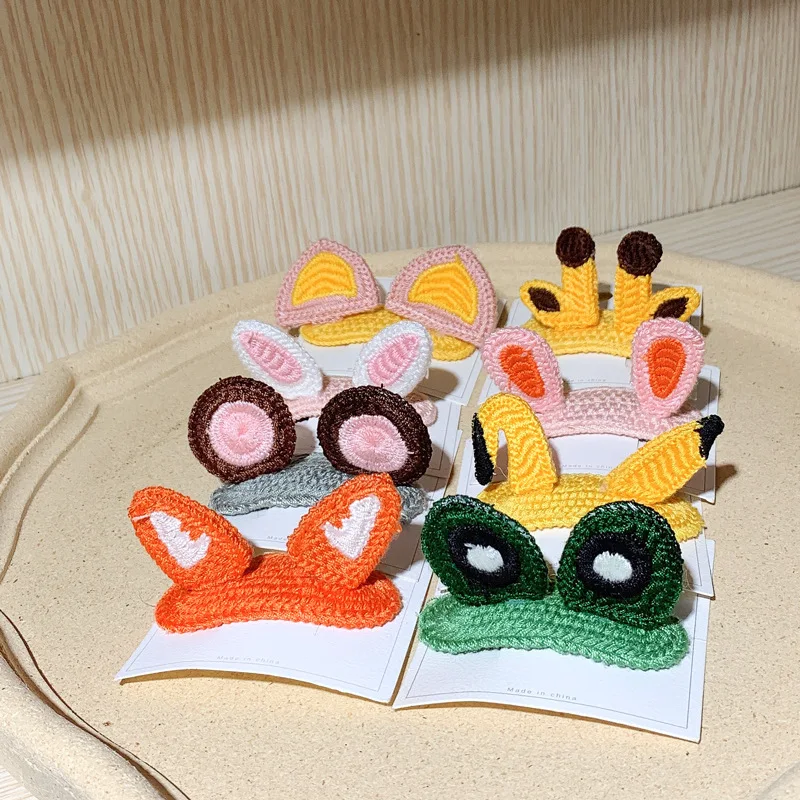 3D Knitted Hair Clip Cute Korean Internet Celebrity Side Bangs Cartoon Animal Rabbit Ears