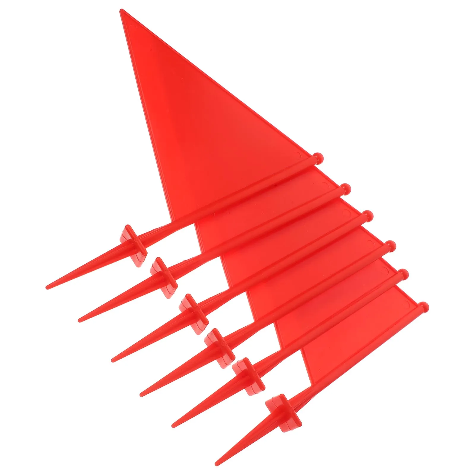 

6pcs Marking Flags ABS Red Sturdy Poles Lawn Garden Sprinkler Triangular Plastic Yard Stake Landscape Supplies