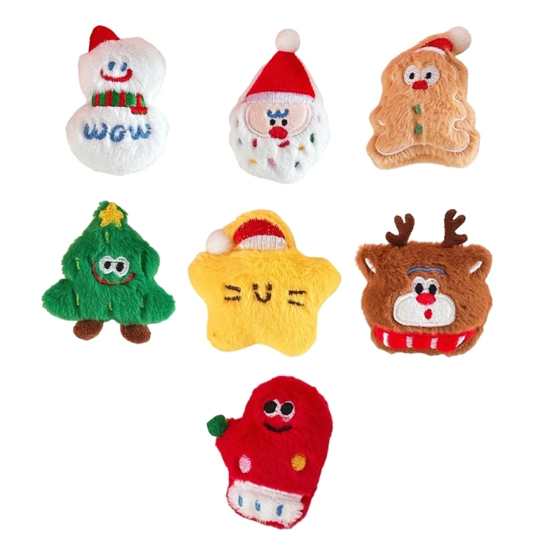 Festival Plush Christmas Theme Brooch Pin Lovely Soft Padded Plush Brooch Pin for Holiday Outfits Bag Clothes Drop Shipping