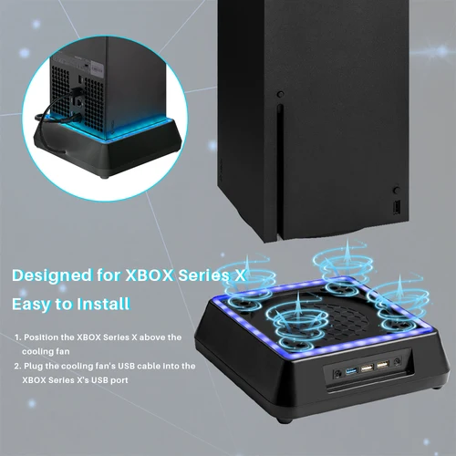 Imagen 2 del producto Soporte de ventilador de refrigeración para consola de juegos, accesorios para Xbox Series X, cubierta superior a prueba de polvo, base de disipación de calor ajustable de 3 velocidades