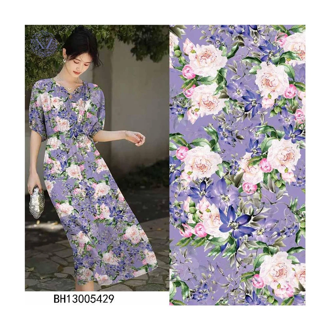 

Good Drape Breathable Woven Poplin Rayon Digital Prints Custom Flower Fabric Printing Rayon For Dress