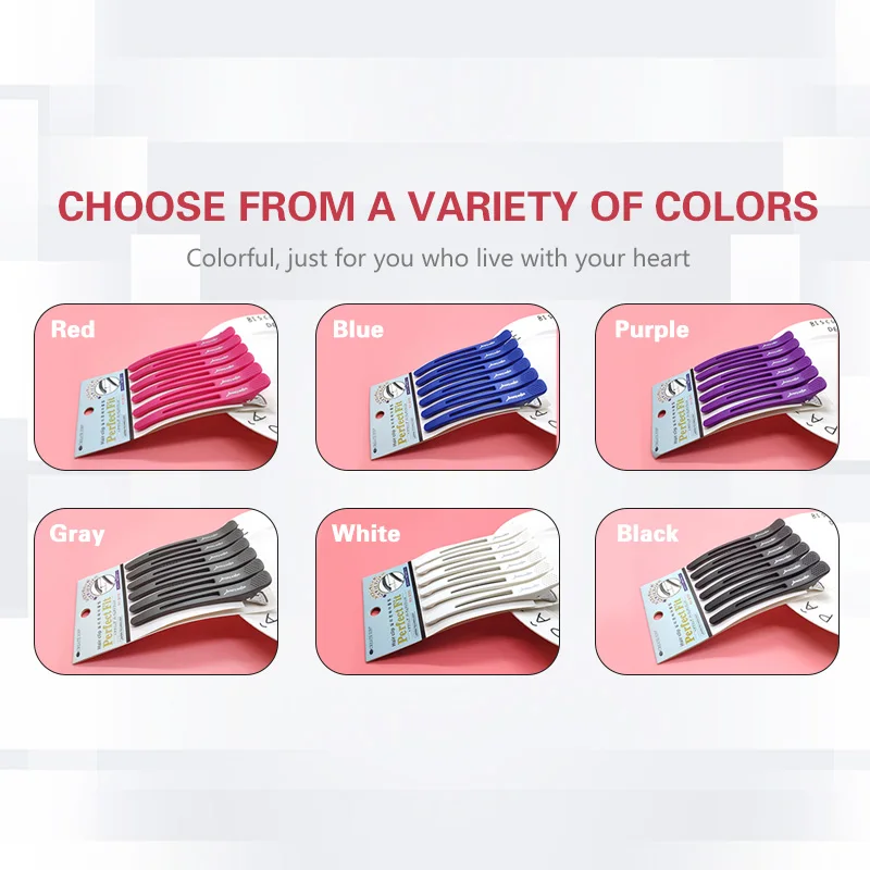 6Pcs/set Plastic Duck Bill Hair Clips for Sectioning Hair - Professional Non Slip Silicone band Clips Salon Hairpins