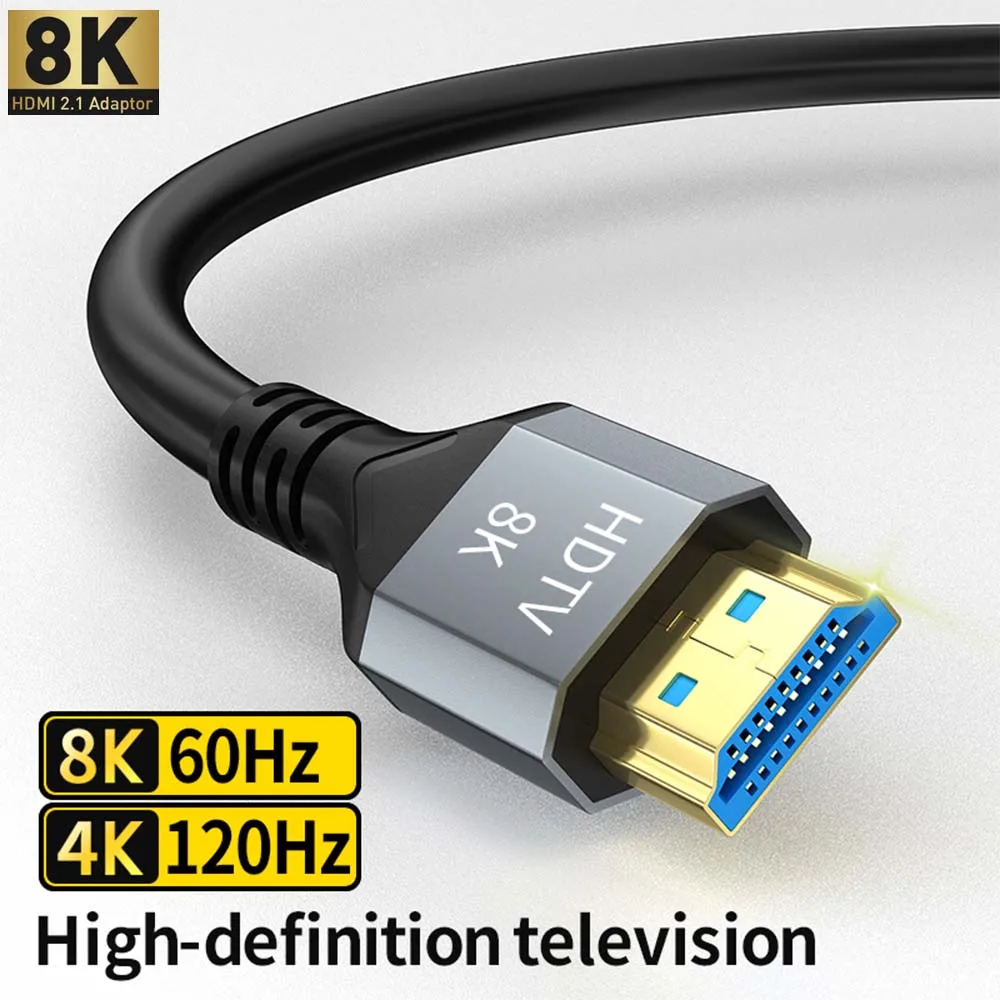 8K HDMI to HDMI Cable 10FT 8K/60Hz 4K/120Hz UHD HDR 48Gbps Adapter HDMI 2.1 Cable UHD Ultra high definition video Cable for HDTV