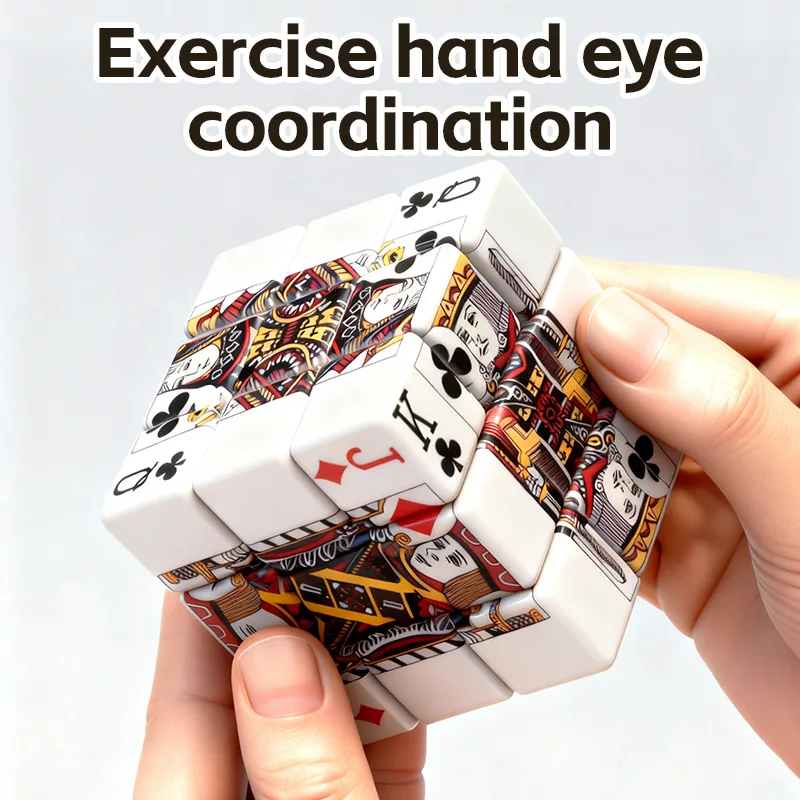 3D UV Printed Poker K Q J 3x3x3 Magic Cube Beginners Three-order Puzzle Magic Cube Professional Smooth Speed Game Kids Toy Gift