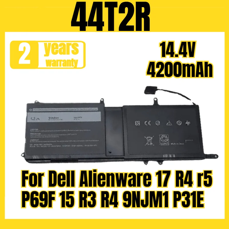 

44T2R laptop battery for Dell Alienware 17 R4 r5 P69F 15 R3 R4 9NJM1 P31E battery, new large capacity 14.4V 4200mAh
