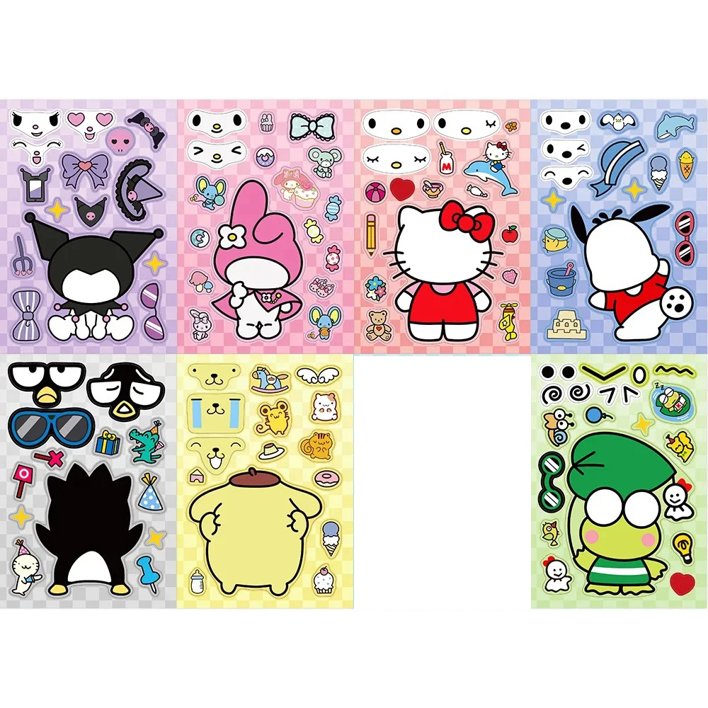 8/16 ورقة الأطفال جعل الوجه لغز ملصقات سانريو مرحبا كيتي كورومي ميلودي الاطفال لتقوم بها بنفسك تجميع بانوراما لعبة الاطفال اللعب الطرف #4
