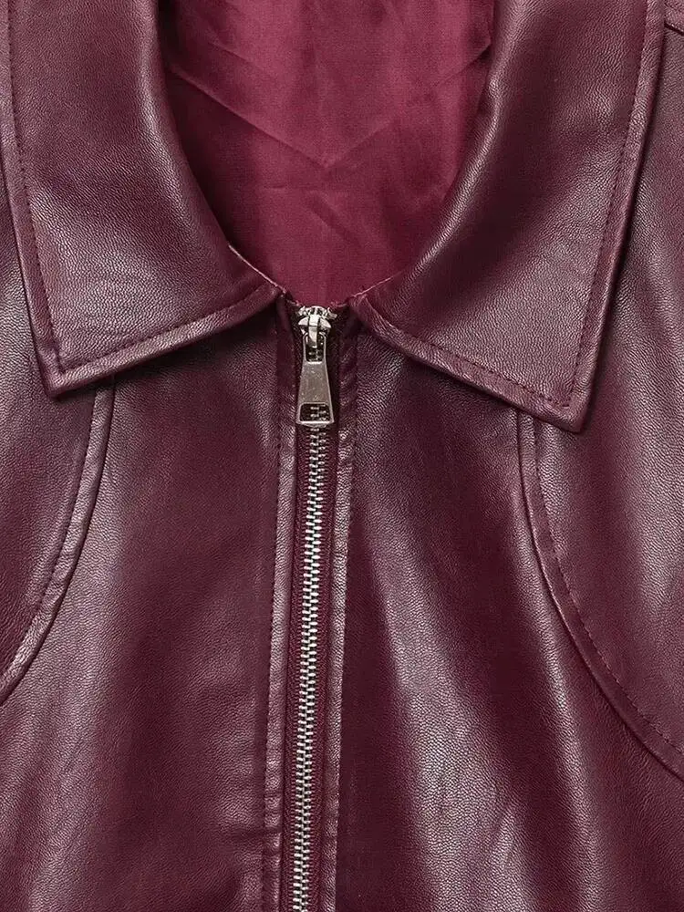 เสื้อแจ็คเก็ตผู้หญิงสไตล์วินเทจ หนัง PU ลำลอง แฟชั่นสตรีทแวร์ ฤดูใบไม้ร่วง 2026 ซิปหน้า ดีไซน์เก๋ เท่ห์ ทันสมัย