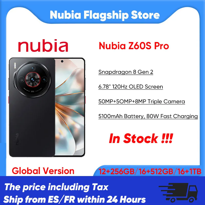 ZTE Nubia Z60S Pro 5G Smartphone Snapdragon 8 Gen 2 6.78 120Hz OLED Screen 80W Fast Charging 50MP Camera Android 14 Google Play Global Version