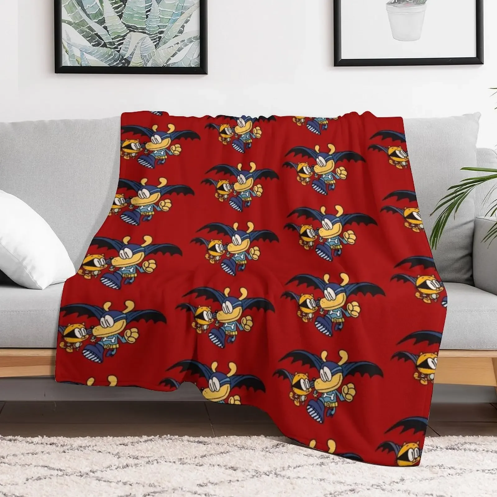 Dog Man and Cat Kid running fan art Throw Blanket blankets and throws funny gift Blankets