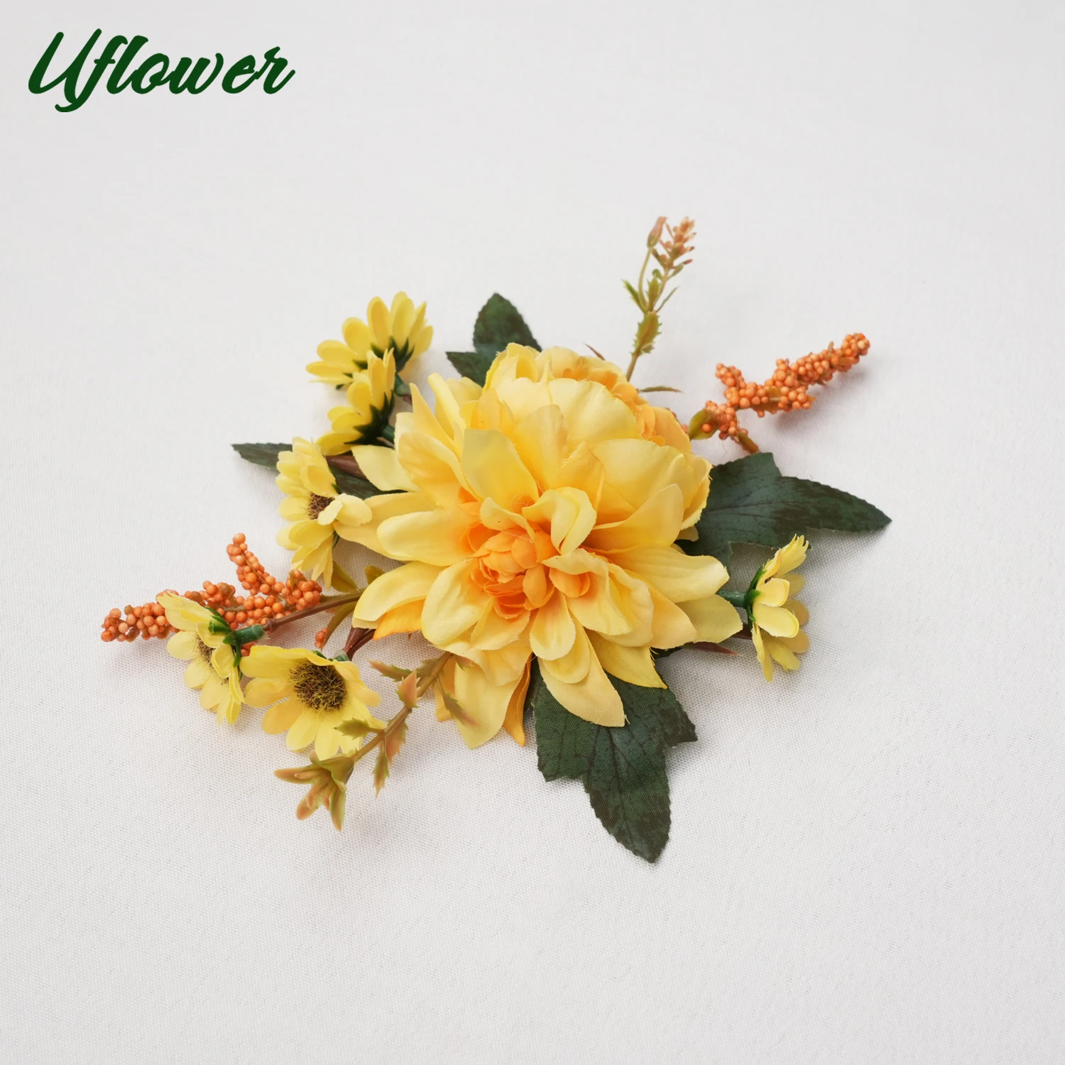 Uflower 노란색 신부 손목 코사지, 소녀, 홈 커밍, 결혼식, 기념일을위한 어머니 코사지 팔찌 장식