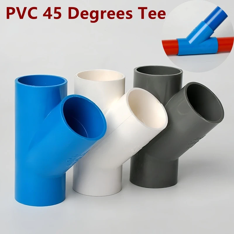 1PC I.D 20~90mm PVC Diagonal Tee 45 Degrees Connector Garden Irrigation Joint Aquarium Fish Tank Accessories Watering Fittings