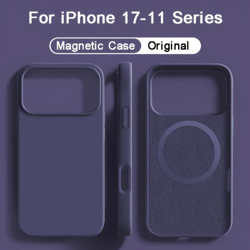 Funda de silicona líquida magnética para Magsafe para iPhone 17 16 15 14 13 Pro Max 17Pro Air 16Pro, cubierta suave con carga inalámbrica 6