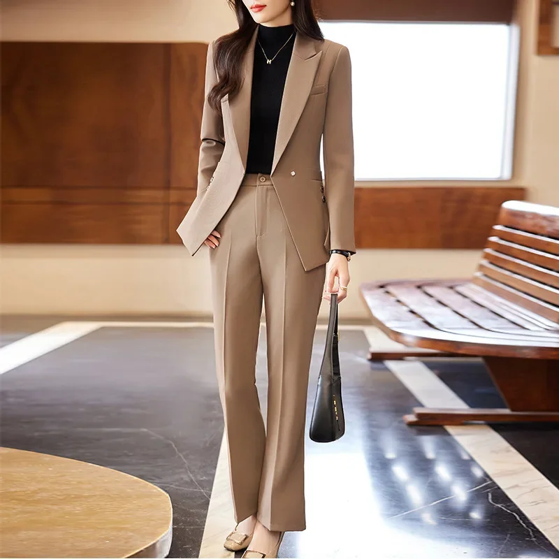 Pop Women's Autumn New Fashion Professional Suit Matching Set 2025 Korean Elegant Casual Blazer Coat Pants Two-piece Female Clot