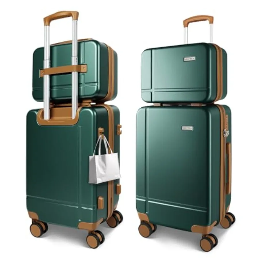 

14" 20" Durable Luggage Set, 2 Pcs Travel Hardshell Suitcase with 360 Double Smooth Spinner Wheels and TSA Lock for Adventure a