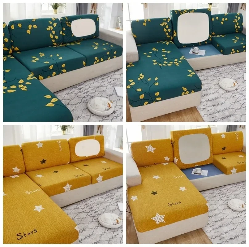 1pc Elastic Geometric Sofa Seat Cushion Cover Stretch Tight Sofa Cover for Living Room Chaise Lounge Couch Corner Sofa Cover