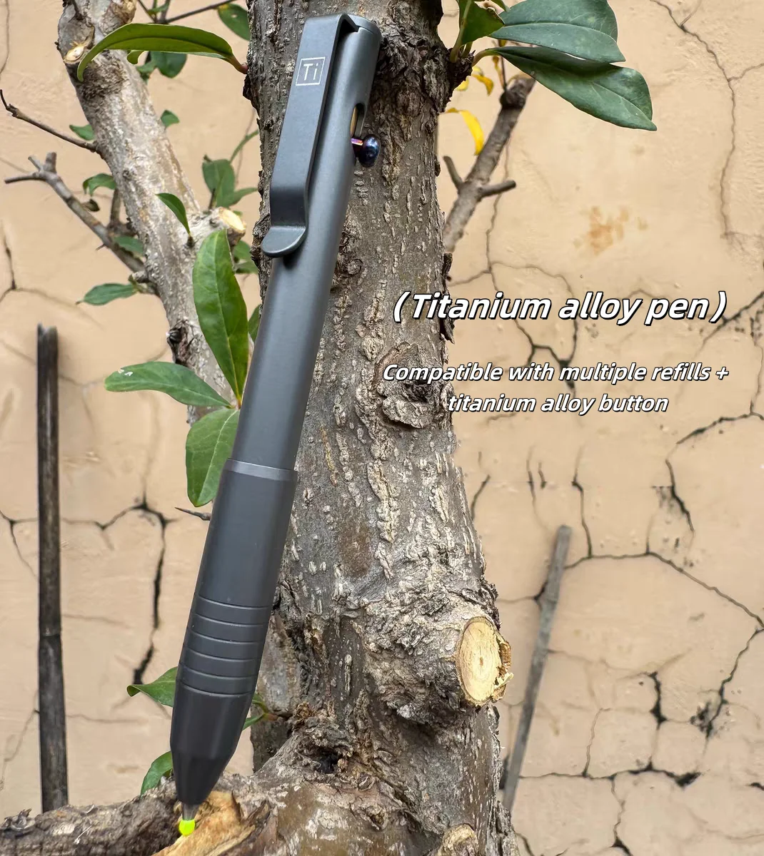 

Тактическая ручка Bolt-Action из титанового сплава, пишущий инструмент EDC с самообороны и разбивателем стекла, обработанная на станке с ЧПУ TC4, DLC-покрытие, Comp