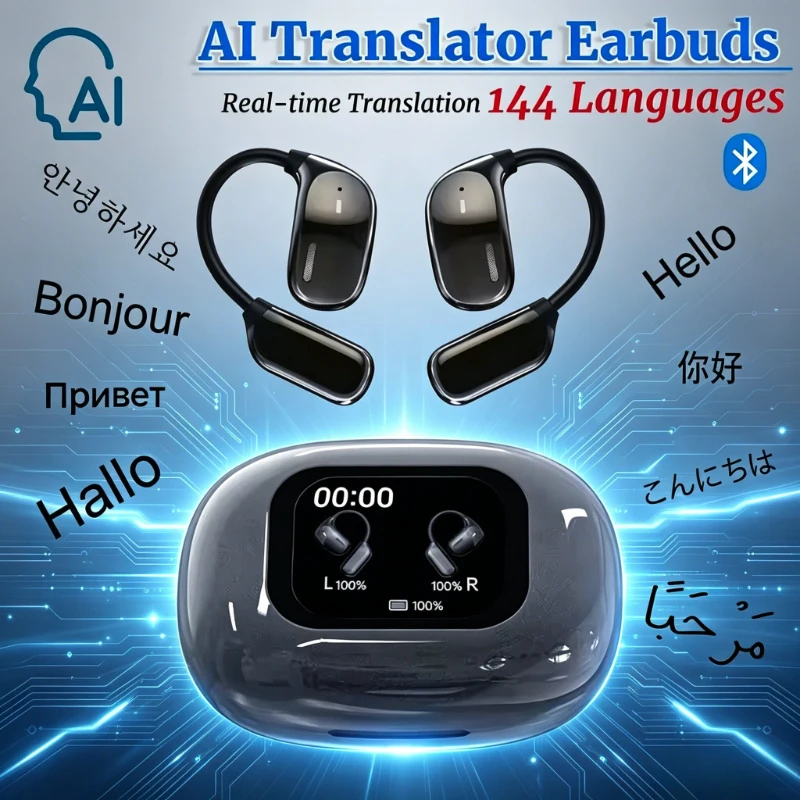 New 144 Languages Translator Bluetooth Earphones AI Real-time Translation Earbuds Wireless Headphones For Translation Earbuds