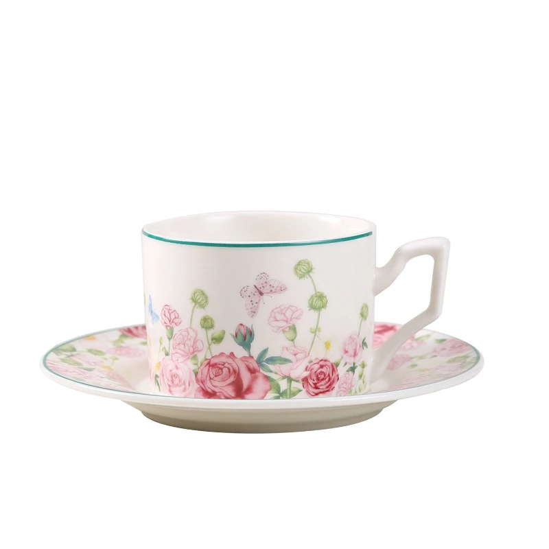 

Romantic floral ceramic coffee cup and saucer set, high-value exquisite casual afternoon tea coffee cup