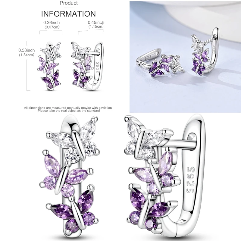 925 Sterling Silber Creolen Pfotenabdruck Blumenstrauß Kleeblatt Lavendel Fisch Bunter Schmuck Geschenk für Frauen und Mädchen – Detail 18