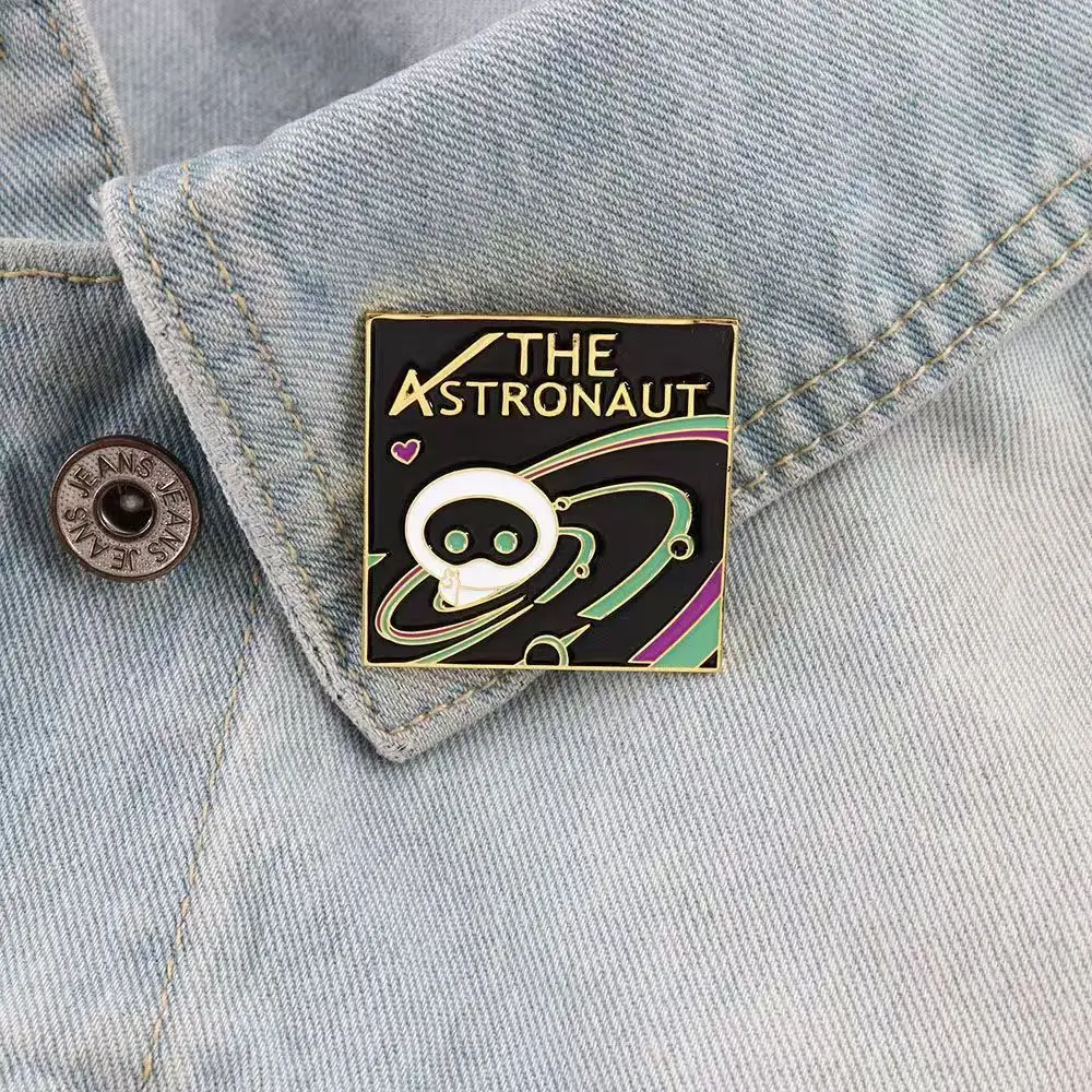 

2025 Korean Wave New JIN Design Cute Astronaut Letter Brooch Square Geometric Bag Clothing Accessories Pendant Fan Gift