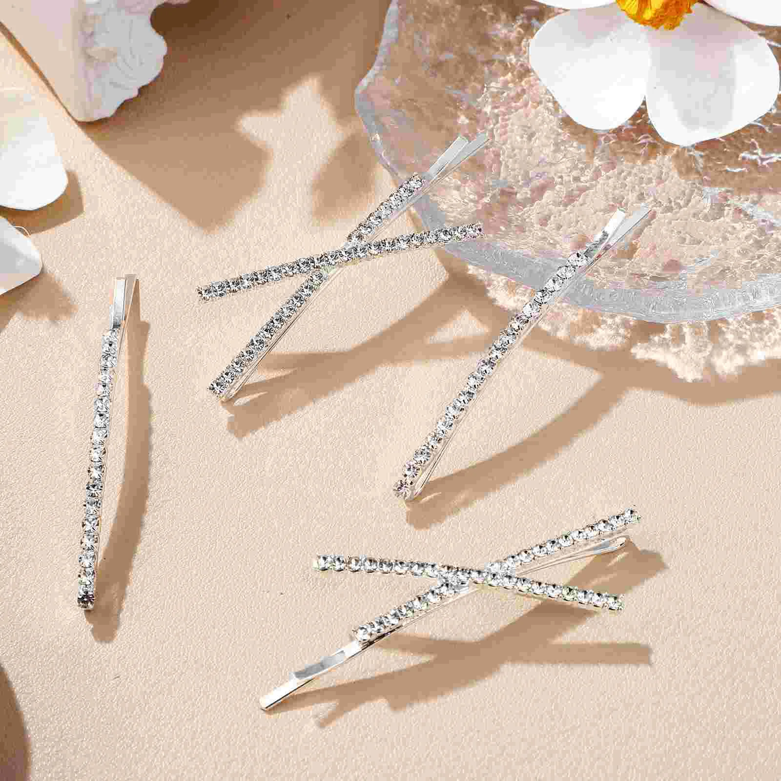 12 Pcs Crystal Hairpin Rhinestone Accessories Wedding Clip Clips for Styling Pins Bobby Decorative Metal Jewelry Bride