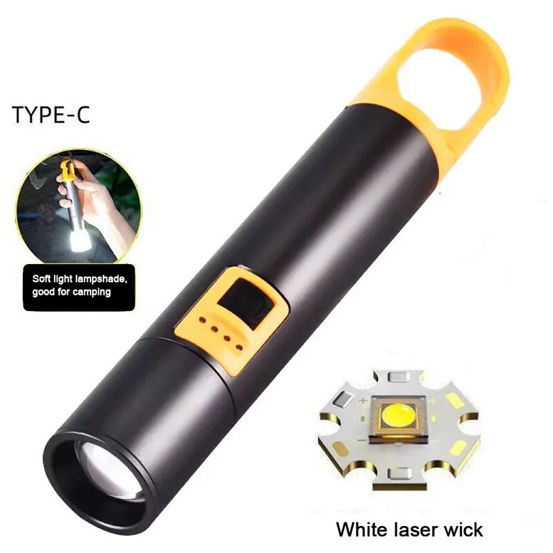 Outdoor Flashlight Strong Light Variable Focus with Floodlight Mini Lamp High Brightness Tactical Torch USB Camping Fishing